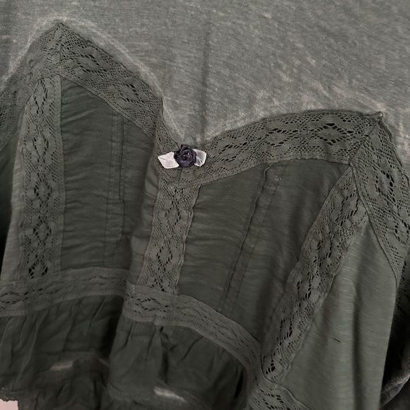 NWT Free People Fall In Love Lace Cropped Top, Washed Army, Large - Picture 6 of 6